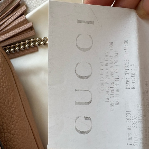 Gucci SoHo Disco GG Crossbody Flap Camelia Beige bag - Picture 14 of 16